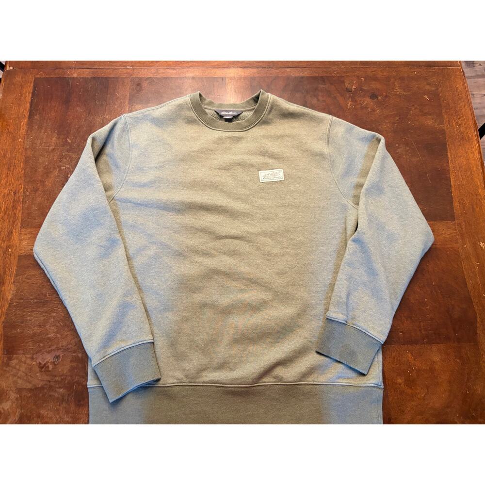 Eddie Bauer Green Crewneck Pullover Sweatshirt Mens M Fleece Preowned